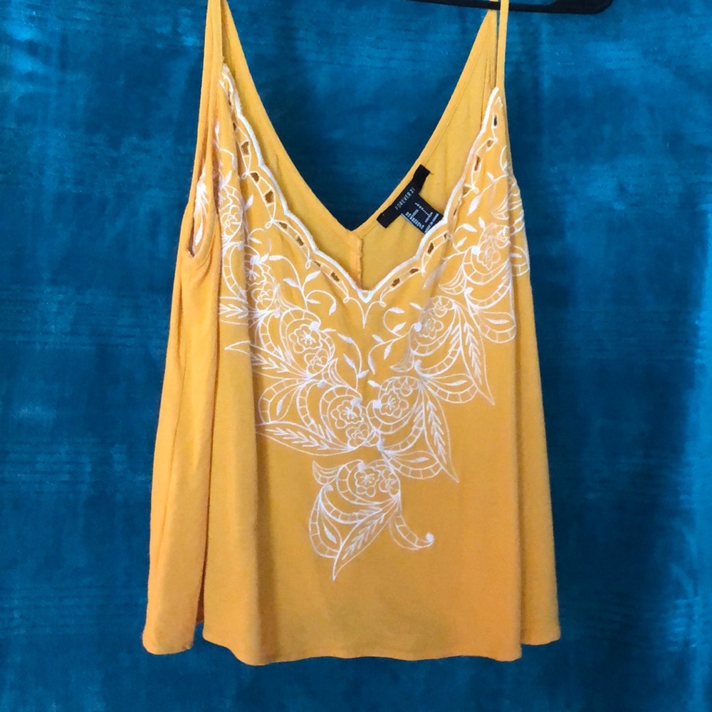 Cute Yellow Floral Embroidered Tank Top